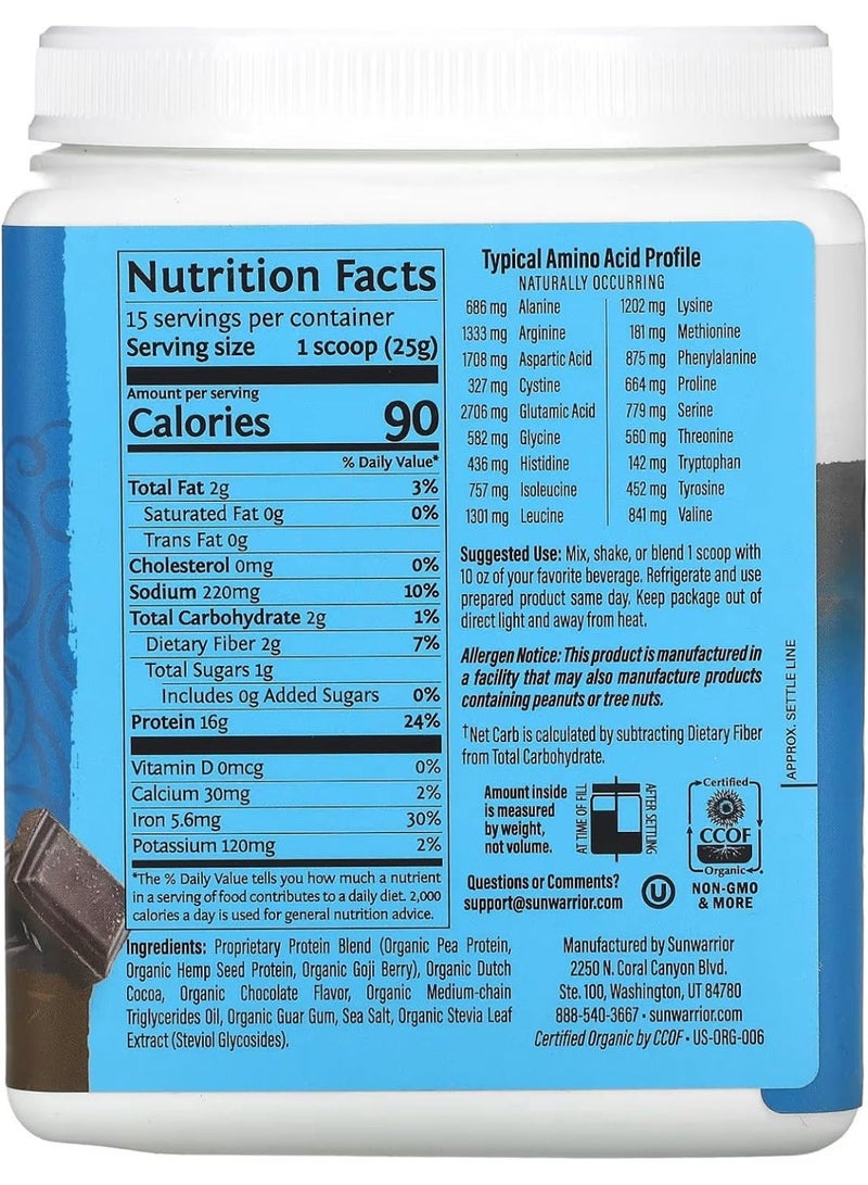 Sunwarrior Blend High Performance Plant Based Keto Friendly Vegan Organic Protein Powder Chocolate 375G - Image 5